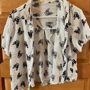 French Bulldog Printed shirt. Short sleeve button up